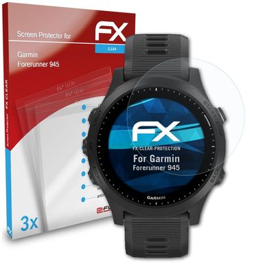 atFoliX 3x Schutzfolie kompatibel mit Garmin Forerunner 945 Displayschutzfolie klar