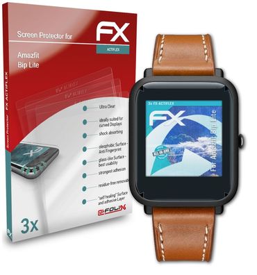 atFoliX 3x Schutzfolie kompatibel mit Amazfit Bip Lite Folie klar&flexibel