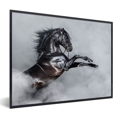 Poster - 40x30 cm - Pferd - Smoke - Schwarz