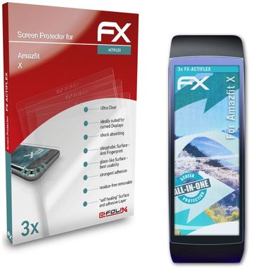 atFoliX 3x Schutzfolie kompatibel mit Amazfit X Folie klar&flexibel
