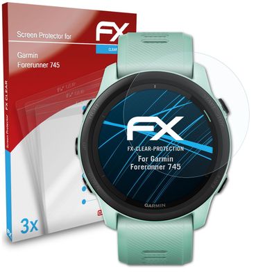 atFoliX 3x Schutzfolie kompatibel mit Garmin Forerunner 745 Displayschutzfolie klar