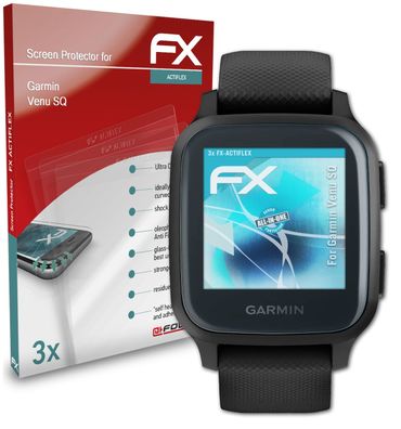 atFoliX 3x Schutzfolie kompatibel mit Garmin Venu SQ Folie klar&flexibel