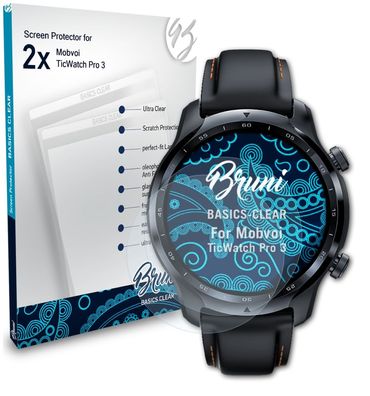 Bruni 2x Schutzfolie kompatibel mit Mobvoi TicWatch Pro 3 Folie
