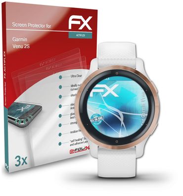 atFoliX 3x Schutzfolie kompatibel mit Garmin Venu 2S Folie klar&flexibel
