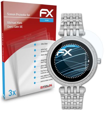 atFoliX 3x Schutzfolie kompatibel mit Michael Kors Darci Gen 5E Displayschutzfolie