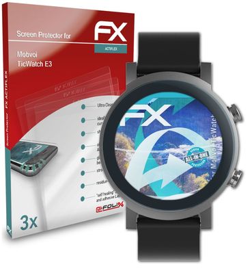 atFoliX 3x Schutzfolie kompatibel mit Mobvoi TicWatch E3 Folie klar&flexibel