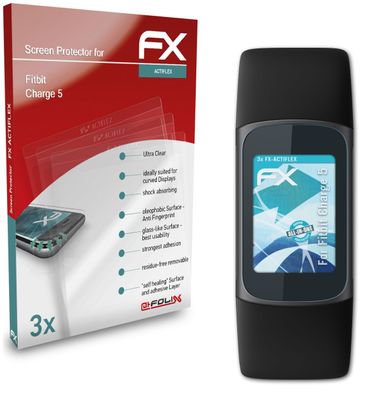 atFoliX 3x Schutzfolie kompatibel mit Fitbit Charge 5 Folie klar&flexibel