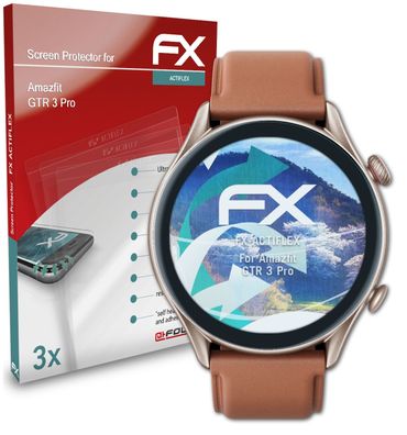 atFoliX 3x Schutzfolie kompatibel mit Amazfit GTR 3 Pro Folie klar&flexibel