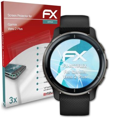 atFoliX 3x Schutzfolie kompatibel mit Garmin Venu 2 Plus Folie klar&flexibel