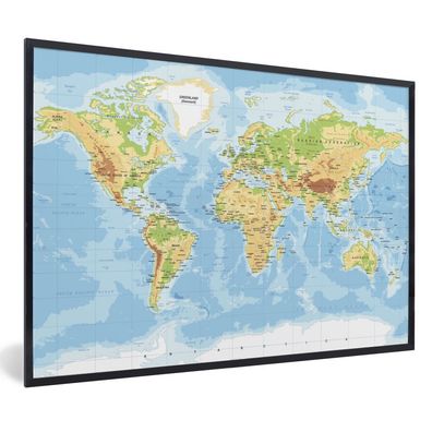 Poster - 60x40 cm - Weltkarte - Geographie - Atlas
