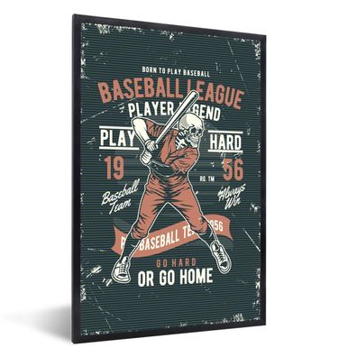 Poster - 80x120 cm - Vintage - Totenkopf - Baseball