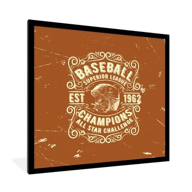 Poster - 40x40 cm - Jahrgang - Baseball - Braun