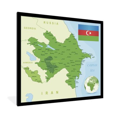 Poster - 40x40 cm - Eine Illustration einer grünen Karte von Aserbaidschan