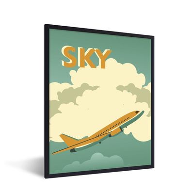 Poster - 60x80 cm - Flugzeug - Luft - Vintage
