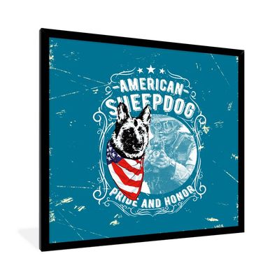 Poster - 40x40 cm - Jahrgang - Hund - Amerika
