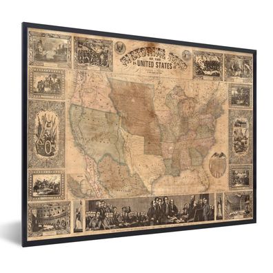 Poster - 40x30 cm - Karte - Vintage - Amerika