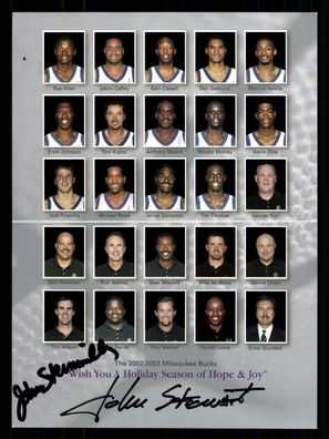 Mannschaftskarte von Milwaukee Bucks 2002-03 2x Original Signiert + G 35387