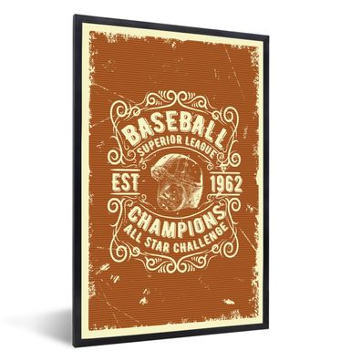 Poster - 60x90 cm - Jahrgang - Baseball - Braun