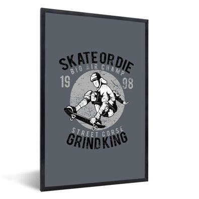 Poster - 40x60 cm - Skateboard - Mann - Vintage
