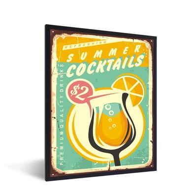 Poster - 60x80 cm - Cocktail - Vintage - Zeichnung