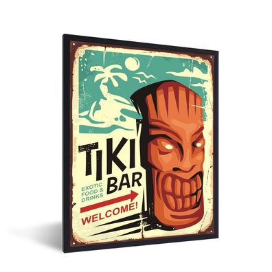 Poster - 60x80 cm - Maske - Vintage - Tiki