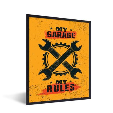Poster - 60x80 cm - Mancave - Garage - Werkzeuge - Vintage