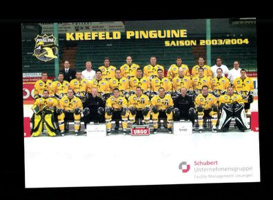 Original Mannschaftskarte Krefeld Pinguine 2003-04 + A 222628