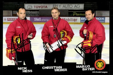 SCL Tigers Autogrammkarte 3x Original Signiert Eishockey + G 35163