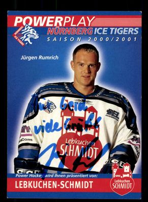 Jürgen Rumrich Nürnberger Ice Tigers 2000-01 Original Signiert + A 221952