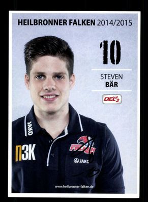 Steven Bär Heilbronner Falken 2014-15 Autogrammkarte Original Signiert + A 222356