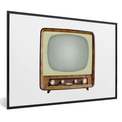Poster - 60x40 cm - Fernseher - Vintage - Weiß