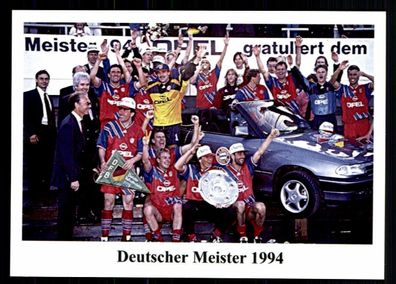 FC Bayern München Mannschaftskarte Deutscher Meister 1994