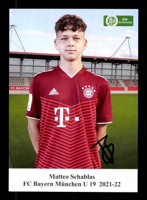 Matteo Schablas Autogrammkarte Bayern München U 19 2021-22 Original Signiert