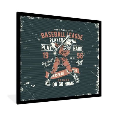 Poster - 40x40 cm - Jahrgang - Skelett - Baseball
