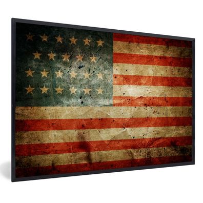 Poster - 90x60 cm - Flagge - Vintage - USA