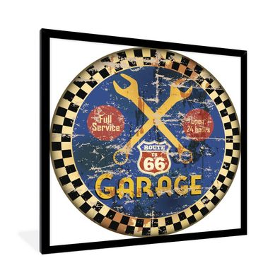 Poster - 40x40 cm - Mancave - Garage - Vintage - Route 66