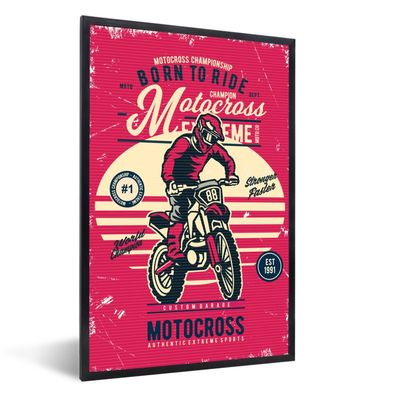 Poster - 40x60 cm - Motocross - Vintage - Angebot