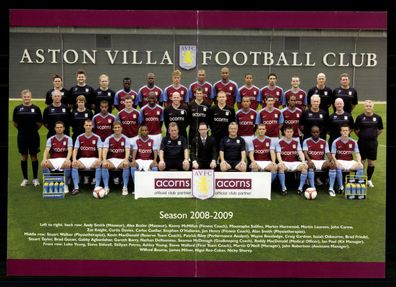 Mannschaftskarte Aston Villa 2008-09 ohne Unterschriften + G 35131