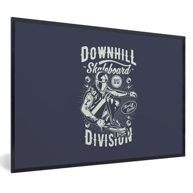 Poster - 120x80 cm - Skateboard - Helm - Retro