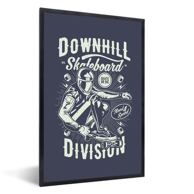 Poster - 80x120 cm - Skateboard - Helm - Vintage