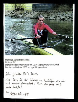 Matthias Schömann Finck Autogrammkarte Original Signiert Rudern + G 36808