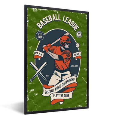 Poster - 60x90 cm - Baseball - Schläger - Vintage