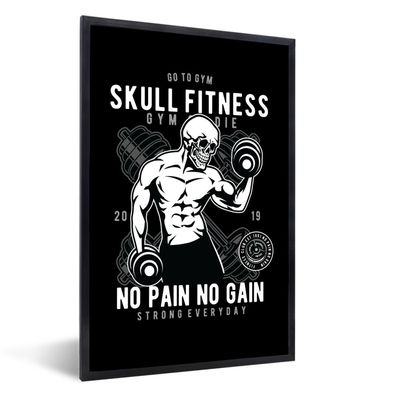 Poster - 60x90 cm - Gewichte - Fitness - Skelett - Retro