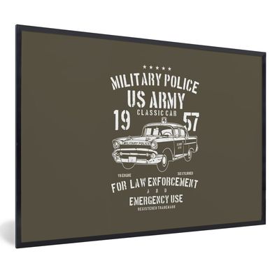 Poster - 120x80 cm - Mancave - Auto - Oldtimer - Armee