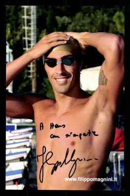 Filippo Magnini Schwimm Weltmeister 2005 100 Meter Original Signiert + G 35276