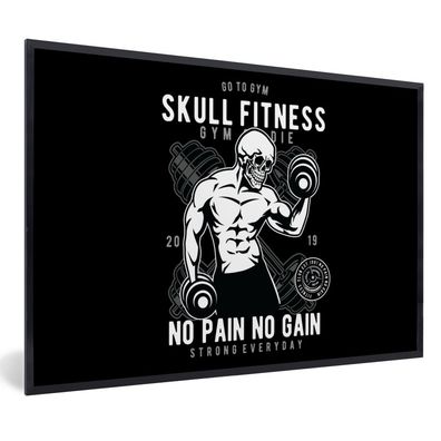 Poster - 90x60 cm - Gewichte - Fitness - Skelett - Vintage