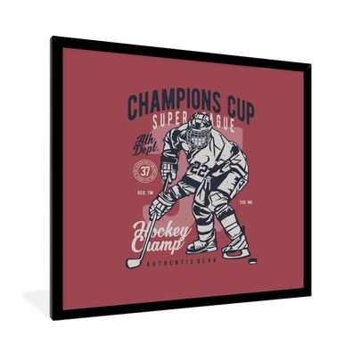 Poster - 40x40 cm - Eishockey - Schlittschuhe - Vintage