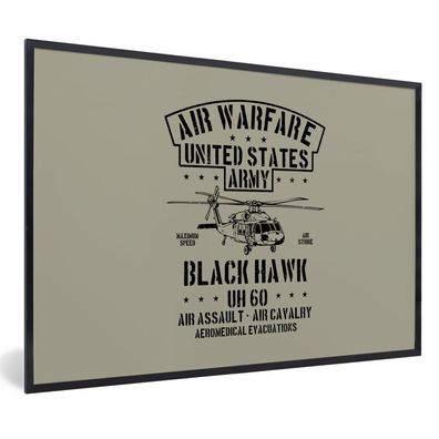 Poster - 90x60 cm - Mancave - Hubschrauber - Amerika - Vintage