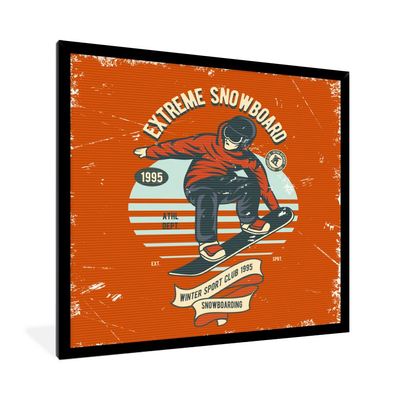 Poster - 40x40 cm - Snowboard - Kleidung - Winter - Retro