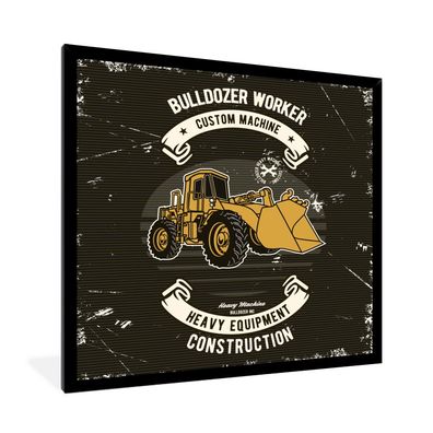 Poster - 40x40 cm - Bulldozer - Jahrgang - Banner